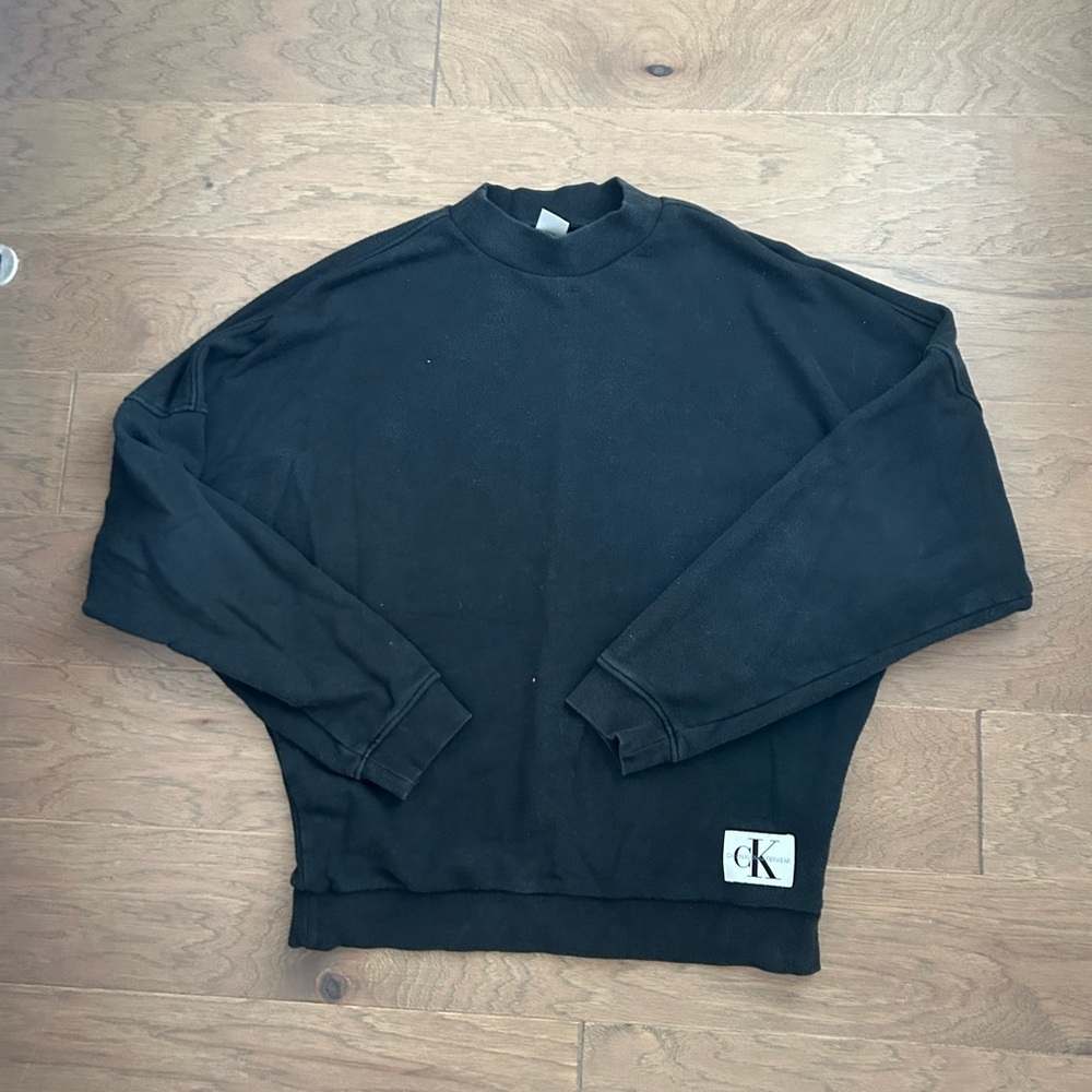 Calvin Klein Black Crewneck Sweatshirt with CK Patch